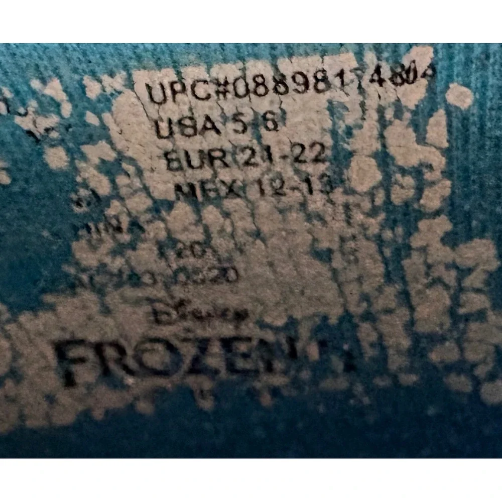 Disney Frozen Elsa Anna Rubber Rain Boots Kids‎ 5/6 Blue Snowflake w/Beanie Olaf